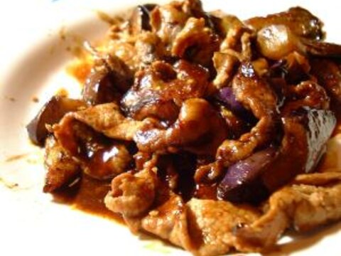 冷蔵庫にあった八丁味噌で、豚肉となすの八丁味噌炒め